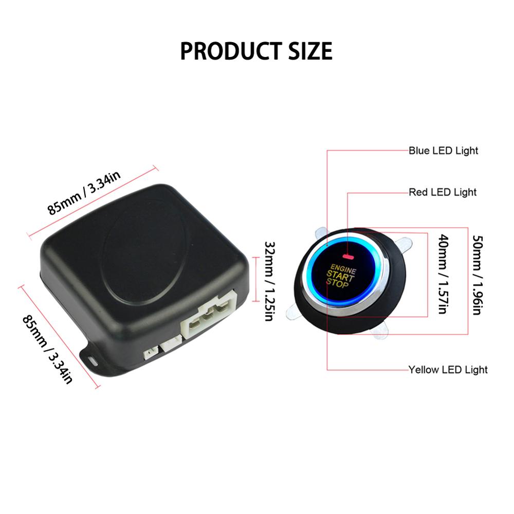 keyless entry car alarm system with push start button , remote engine starter, anti theft security kit