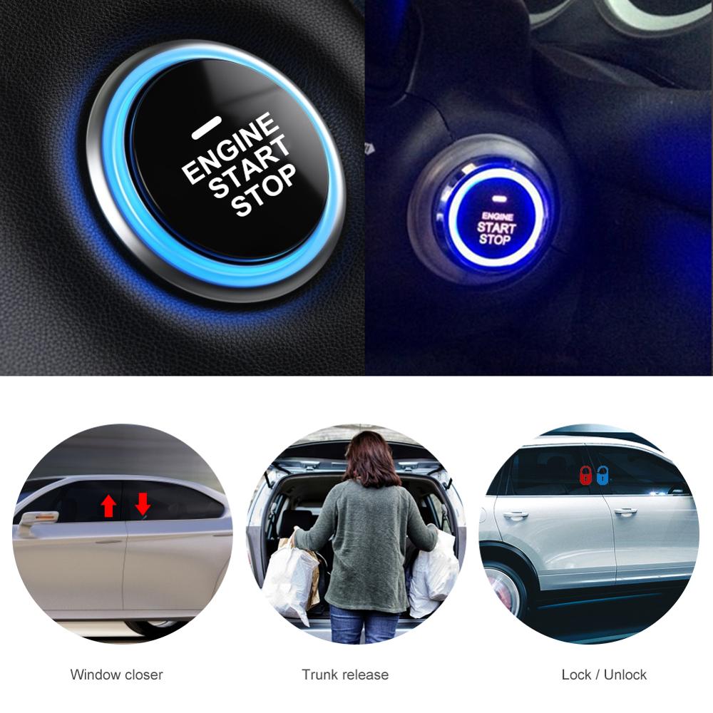 keyless entry car alarm system with push start button , remote engine starter, anti theft security kit