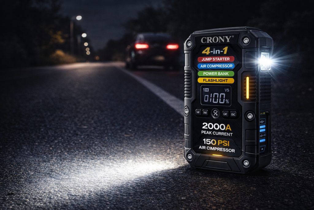 4-in-1 Car Jump Starter 2000A – Power Bank & Air Pump