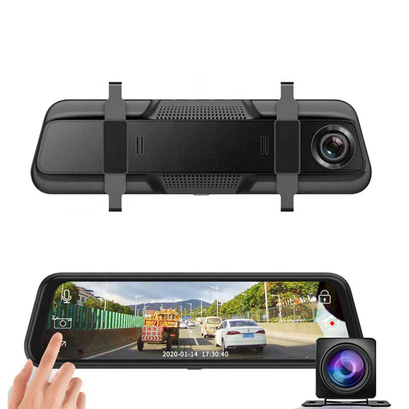 Dual-Camera pushbutton dashcam Car Video Recorder 1080P Dual Lens Dvr Dash Cam 10 Inch Touch Car Camera
