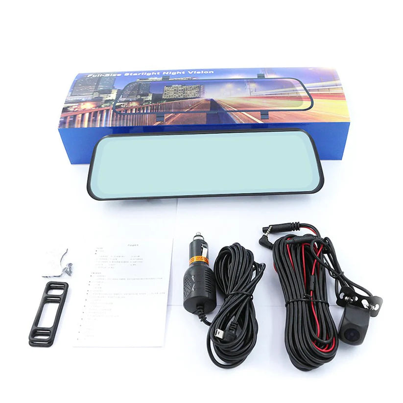 Dual-Camera pushbutton dashcam Car Video Recorder 1080P Dual Lens Dvr Dash Cam 10 Inch Touch Car Camera