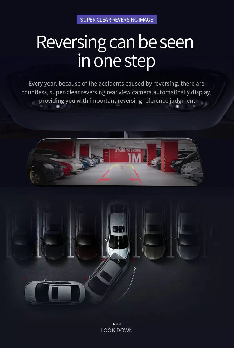 Dual-Camera pushbutton dashcam Car Video Recorder 1080P Dual Lens Dvr Dash Cam 10 Inch Touch Car Camera